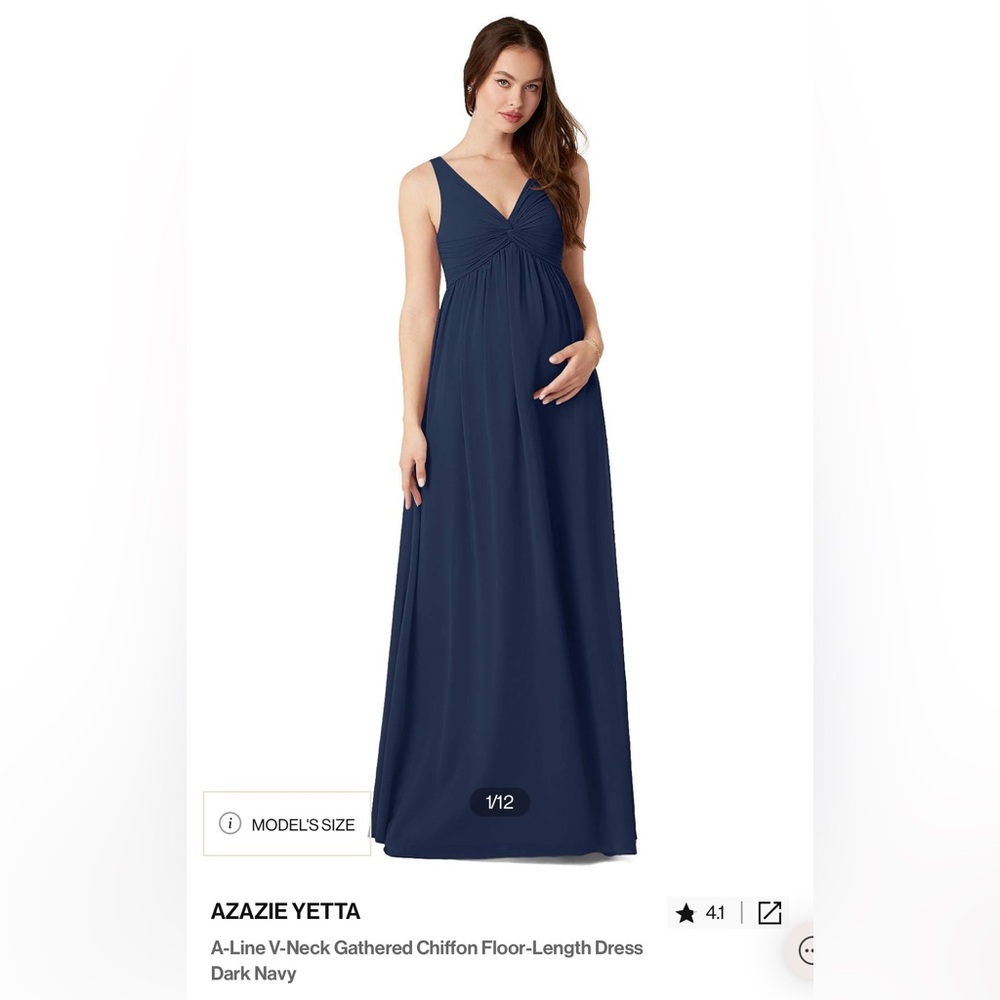 Azazie Yetta maternity bridesmaid dress - dark navy, size 8
